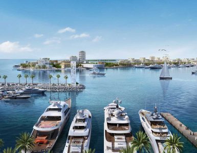 Aerial Panoramic View of Port Rashid Cruise Terminal Ships