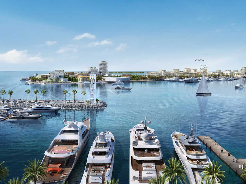 Aerial Panoramic View of Port Rashid Cruise Terminal Ships