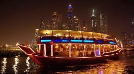 Image Showing A Beautiful Boat Leads To Cruise Terminal In A Night Time