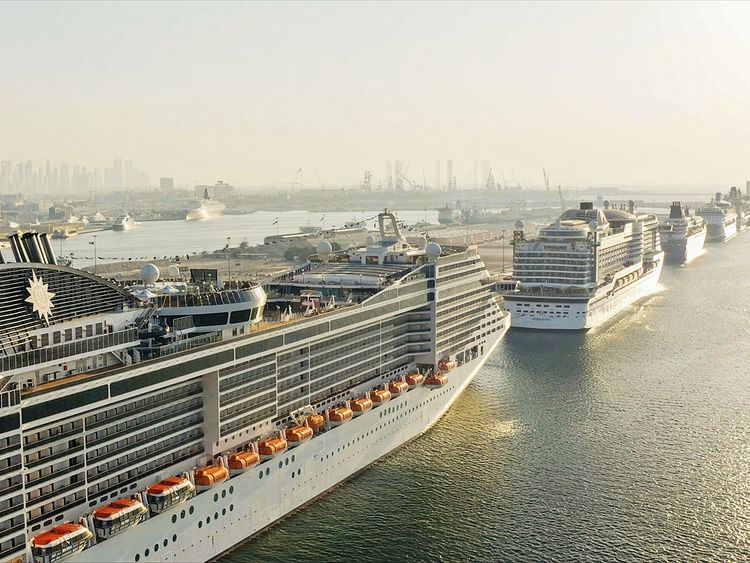 Image Showing Two Large Tourist Ships Sailing Into The Port